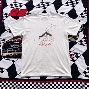 White Cotton Bug T Shirt With Red Accents